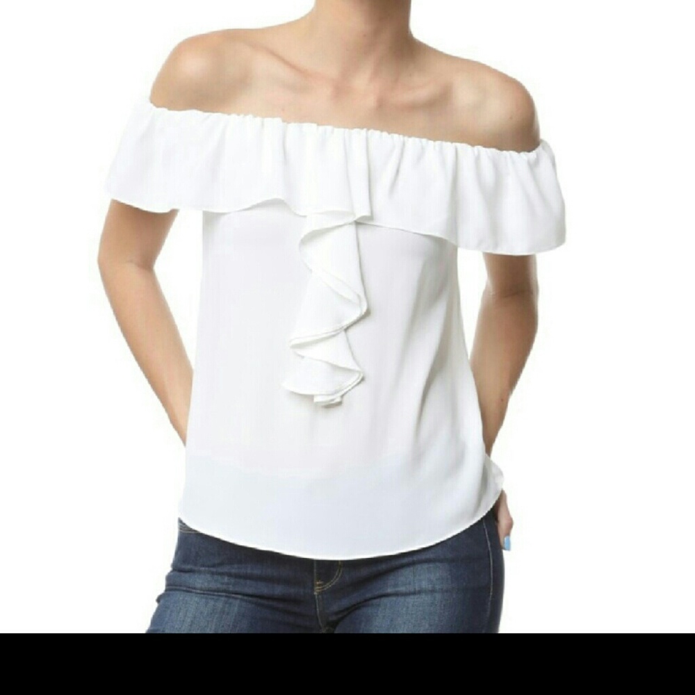 Off Shoulder Ruffle Detail Blouse